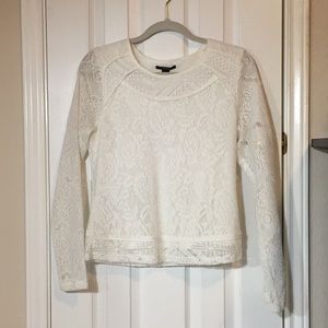 Forever 21 White Laced Long-Sleeved Blouse